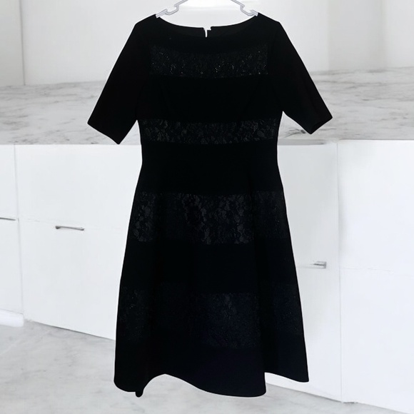 rickie freeman Teri Jon Women’s Black Tiered with Lace Detail Formal Dress Sz-8 - Picture 1 of 9